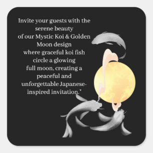 Mystic Koi & Golden Moon – Elegante Japanse Zen Ar Vierkante Sticker