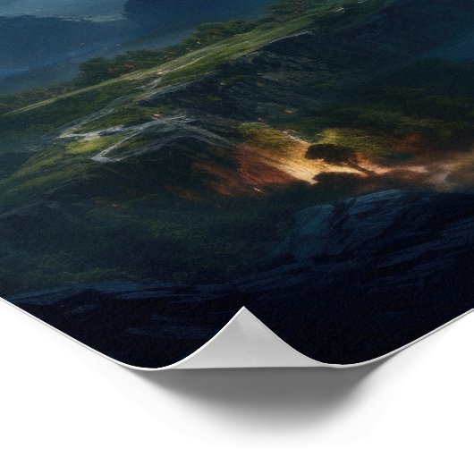 Mystic Lake en Mountain Valley - Fantasy Landschap Poster (Hoek)