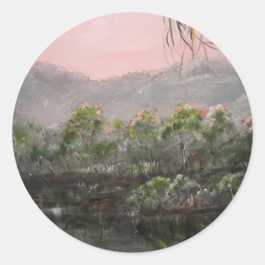 "Mystic Lake" ronde Sticker (Voorkant)