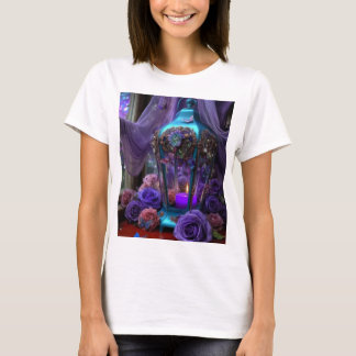 Mystic Lantern en Paarse Rozen Grafische T-shirt –