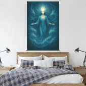 Mystic Light Goddess – Ethereal Divine Energy Art Canvas Afdruk (Insitu (Slaapkamer))