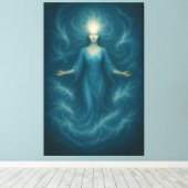 Mystic Light Goddess – Ethereal Divine Energy Art Canvas Afdruk (Insitu (Houten vloer))