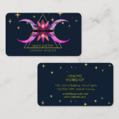 Mystic Lotus Bloem Halve Maan Healing Energy Visitekaartje (Voorkant / Achterkant)