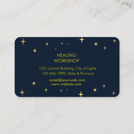 Mystic Lotus Bloem Halve Maan Healing Energy Visitekaartje (Achterkant)