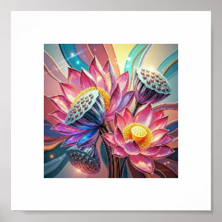 Mystic Lotus Bloom - Heilige Bloemenkunst voor ver Poster