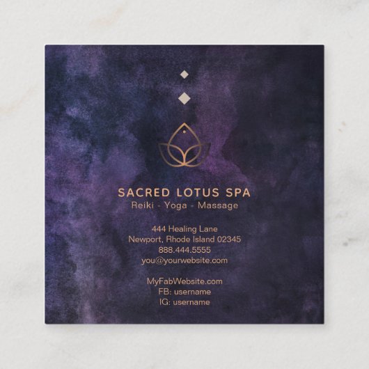 *~* Mystic Lotus Sacred Geometry Alchemy Shaman Vierkante Visitekaartje (Achterkant)