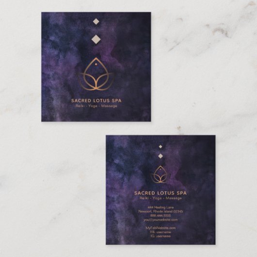 *~* Mystic Lotus Sacred Geometry Alchemy Shaman Vierkante Visitekaartje (Voorkant / Achterkant)