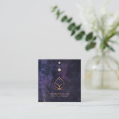 *~* Mystic Lotus Sacred Geometry Alchemy Shaman Vierkante Visitekaartje (Staand voorkant)