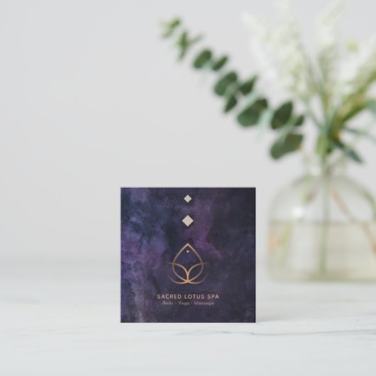 *~* Mystic Lotus Sacred Geometry Alchemy Shaman Vierkante Visitekaartje (Staand voorkant)