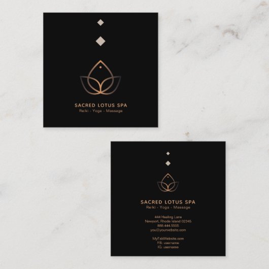 *~* Mystic Lotus Shaman Sacred Geometry Alchemy Vierkante Visitekaartje (Voorkant / Achterkant)