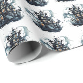 Mystic Manor: Haunted Mansion Halloween Party Wrap Cadeaupapier (Rol Hoek)