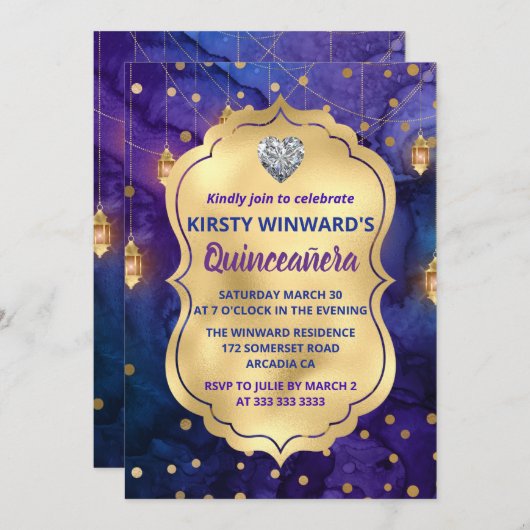 Mystic Marrakesh Night Lantern Bokeh Quinceañera Kaart (Voorkant / Achterkant)