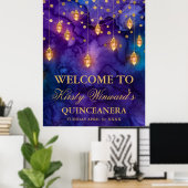 Mystic Marrakesh Night Lantern Bokeh Quinceañera Poster (Thuiskantoor)