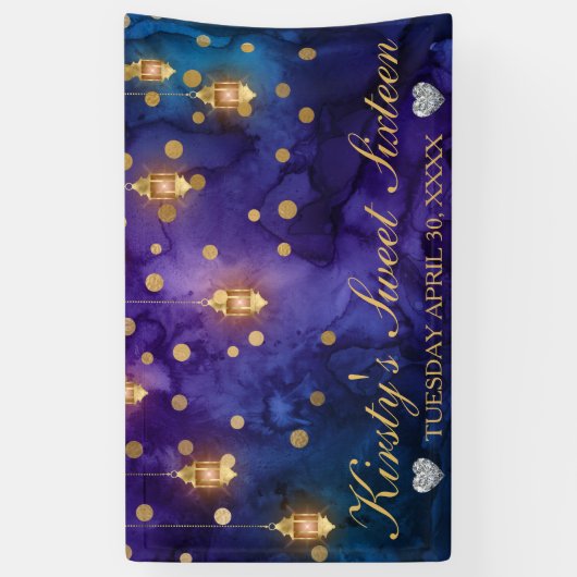 Mystic Marrakesh Night Lantern & Bokeh Sweet 16 Spandoek (Verticaal)