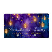 Mystic Marrakesh Night Lantern & Bokeh Wedding Etiket (Voorkant)