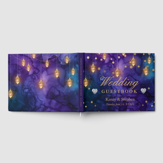 Mystic Marrakesh Night Lantern & Bokeh Wedding Gastenboek (Volledig)