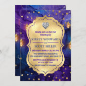 Mystic Marrakesh Night Lantern & Bokeh Wedding Kaart (Voorkant / Achterkant)