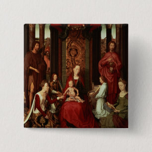 Mystic Marriage of St. Catherine en Other Saints Vierkante Button 5,1 Cm