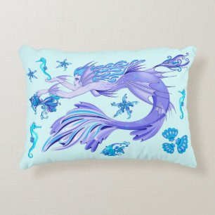 Mystic Mermaid Fairy Paarse Creature Ceramic Tegel Accent Kussen