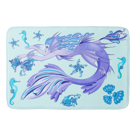 Mystic Mermaid Fairy Paarse Creature Ceramic Tegel Badmat (Voorkant)
