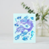Mystic Mermaid Fairy Paarse Creature Ceramic Tegel Briefkaart (Staand voorkant)
