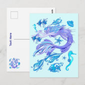 Mystic Mermaid Fairy Paarse Creature Ceramic Tegel Briefkaart (Voorkant / Achterkant)