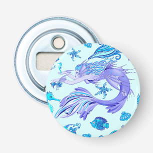 Mystic Mermaid Fairy Paarse Creature Ceramic Tegel Button Flesopener