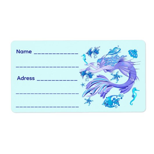 Mystic Mermaid Fairy Paarse Creature Ceramic Tegel Etiket (Voorkant)