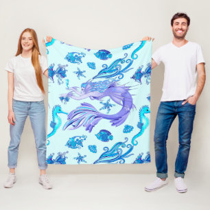 Mystic Mermaid Fairy Paarse Creature Ceramic Tegel Fleece Deken