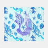 Mystic Mermaid Fairy Paarse Creature Ceramic Tegel Fleece Deken (Voorkant (Horizontaal))