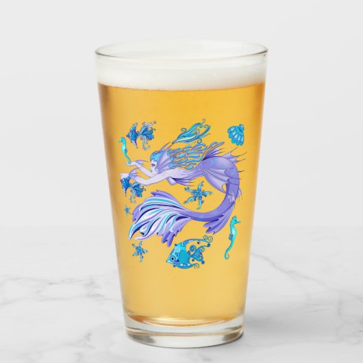 Mystic Mermaid Fairy Paarse Creature Ceramic Tegel Glas (Voorkant gevuld)