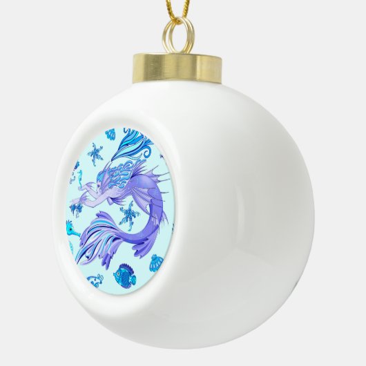 Mystic Mermaid Fairy Paarse Creature Ceramic Tegel Keramische Bal Ornament (Rechts)