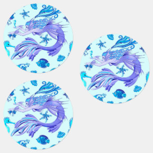 Mystic Mermaid Fairy Paarse Creature Ceramic Tegel Labels