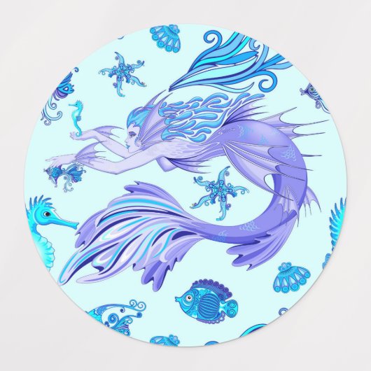 Mystic Mermaid Fairy Paarse Creature Ceramic Tegel Labels (Design 2)
