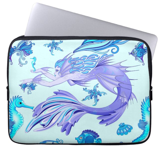 Mystic Mermaid Fairy Paarse Creature Ceramic Tegel Laptop Sleeve (Voorkant)