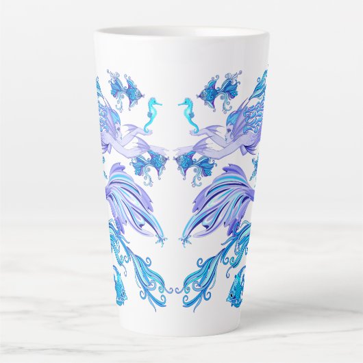 Mystic Mermaid Fairy Paarse Creature Ceramic Tegel Latte Mok (Voorkant)