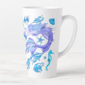 Mystic Mermaid Fairy Paarse Creature Ceramic Tegel Latte Mok (Rechts)