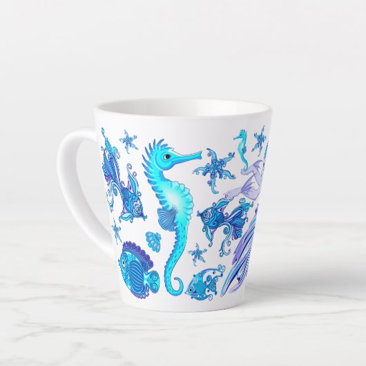 Mystic Mermaid Fairy Paarse Creature Ceramic Tegel Latte Mok (Linkerhoek)