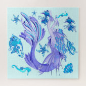 Mystic Mermaid Fairy Paarse Creature Ceramic Tegel Legpuzzel (Horizontaal)