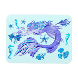 Mystic Mermaid Fairy Paarse Creature Ceramic Tegel Magneet