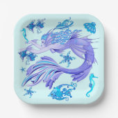 Mystic Mermaid Fairy Paarse Creature Ceramic Tegel Papieren Bordje (Voorkant)