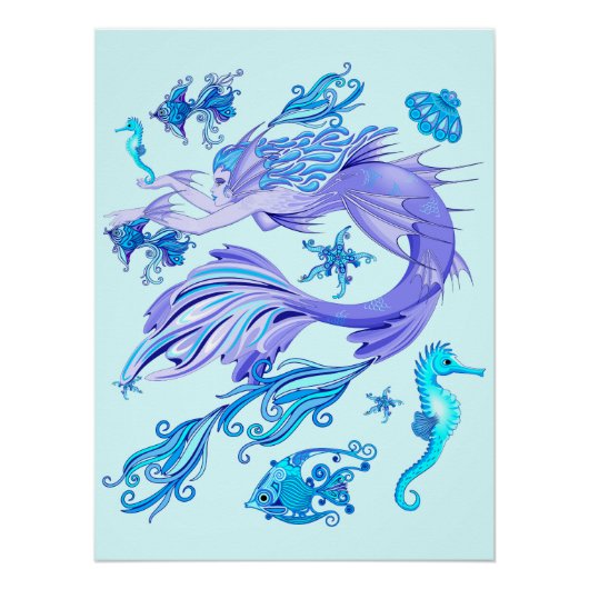 Mystic Mermaid Fairy Paarse Creature Ceramic Tegel Perfect Poster (Voorkant)