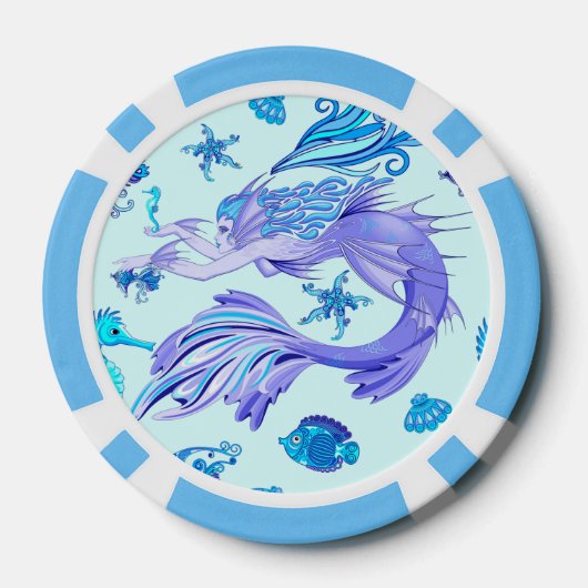 Mystic Mermaid Fairy Paarse Creature Ceramic Tegel Poker Chips (Achterkant)