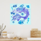 Mystic Mermaid Fairy Paarse Creature Ceramic Tegel Poster (Keuken)