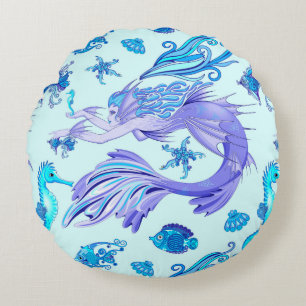 Mystic Mermaid Fairy Paarse Creature Ceramic Tegel Rond Kussen