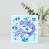 Mystic Mermaid Fairy Paarse Creature Ceramic Tegel Save The Date (Staand voorkant)