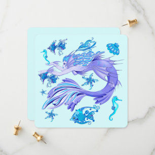 Mystic Mermaid Fairy Paarse Creature Ceramic Tegel Save The Date