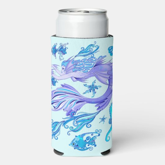 Mystic Mermaid Fairy Paarse Creature Ceramic Tegel Seltzer Blikjeskoeler (Seltzer Achterkant)