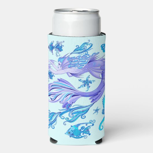 Mystic Mermaid Fairy Paarse Creature Ceramic Tegel Seltzer Blikjeskoeler (Seltzer Voorkant)