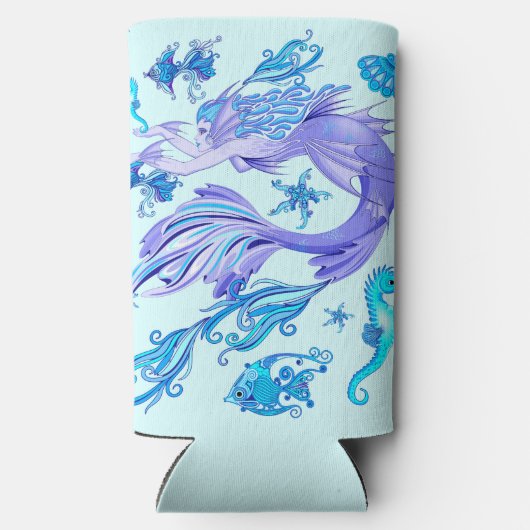 Mystic Mermaid Fairy Paarse Creature Ceramic Tegel Seltzer Blikjeskoeler (Achterkant)